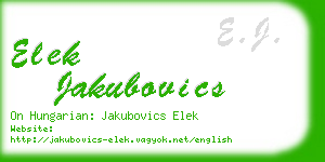 elek jakubovics business card